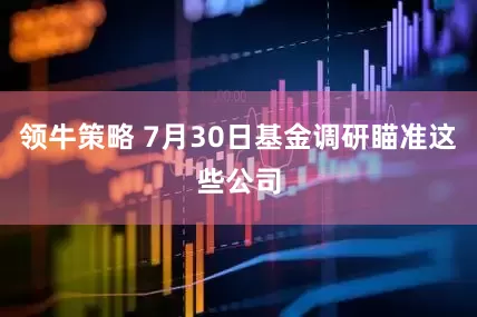 领牛策略 7月30日基金调研瞄准这些公司